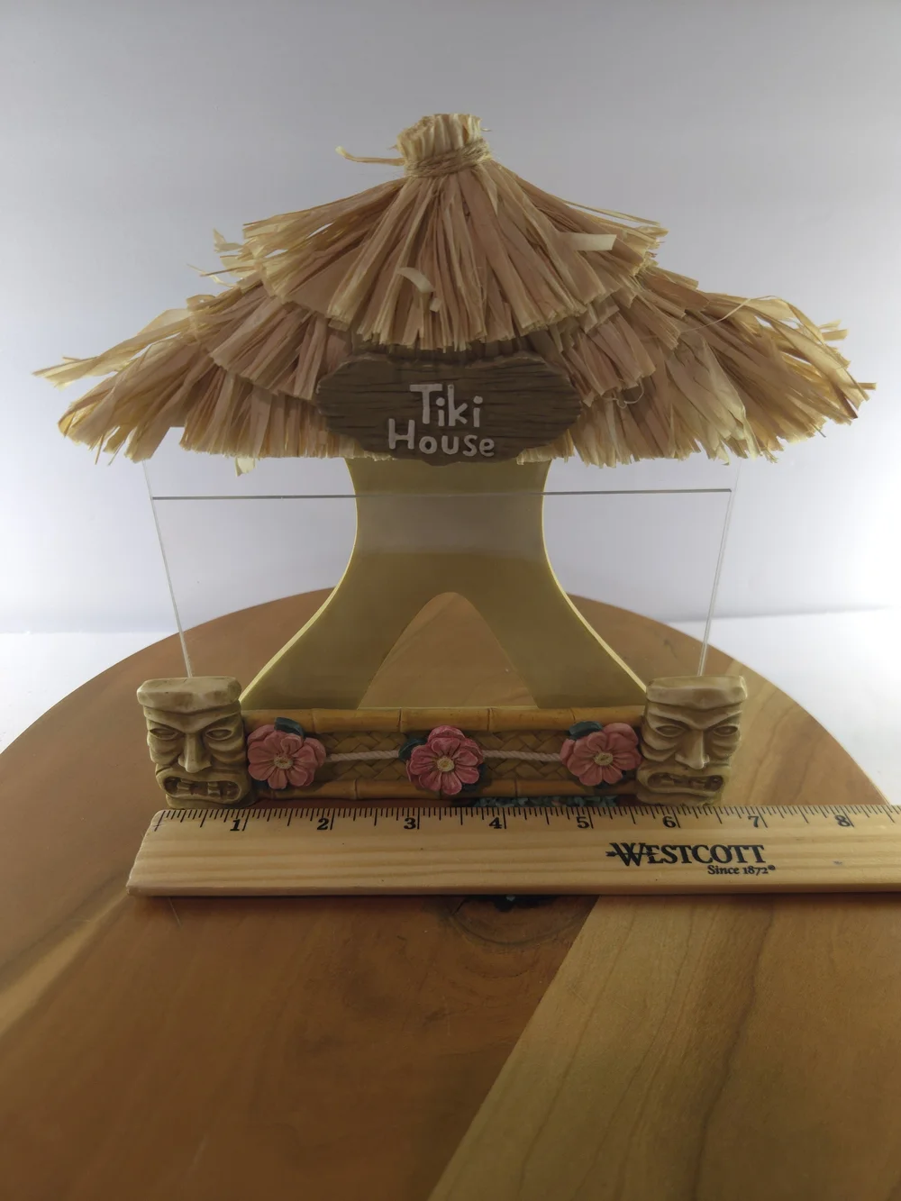 Tiki Hut Photo Frame Tropical Hawaiian Luau Decor Thatch Roof Tiki Masks,Vintage